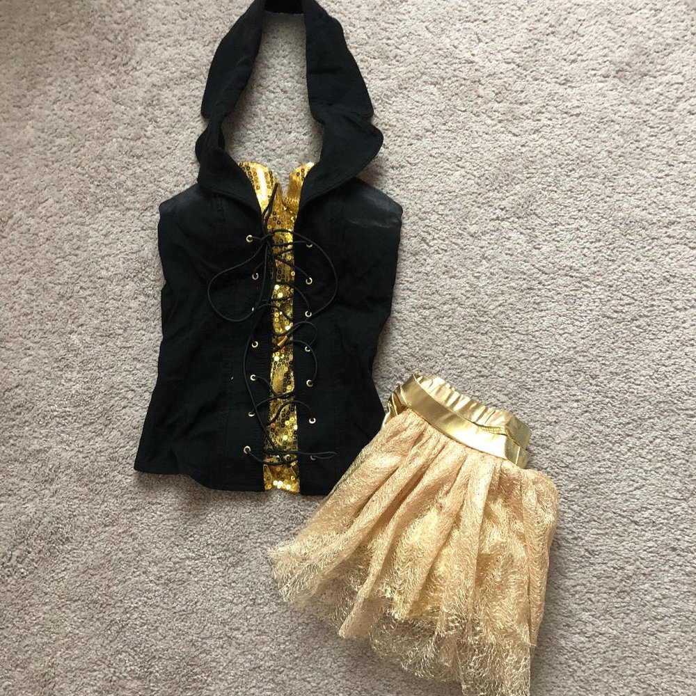 Liberts Gold & Black Two Piece Dance Costume Small
